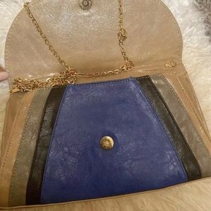 Urban Expressions Blue Tan Black Clutch